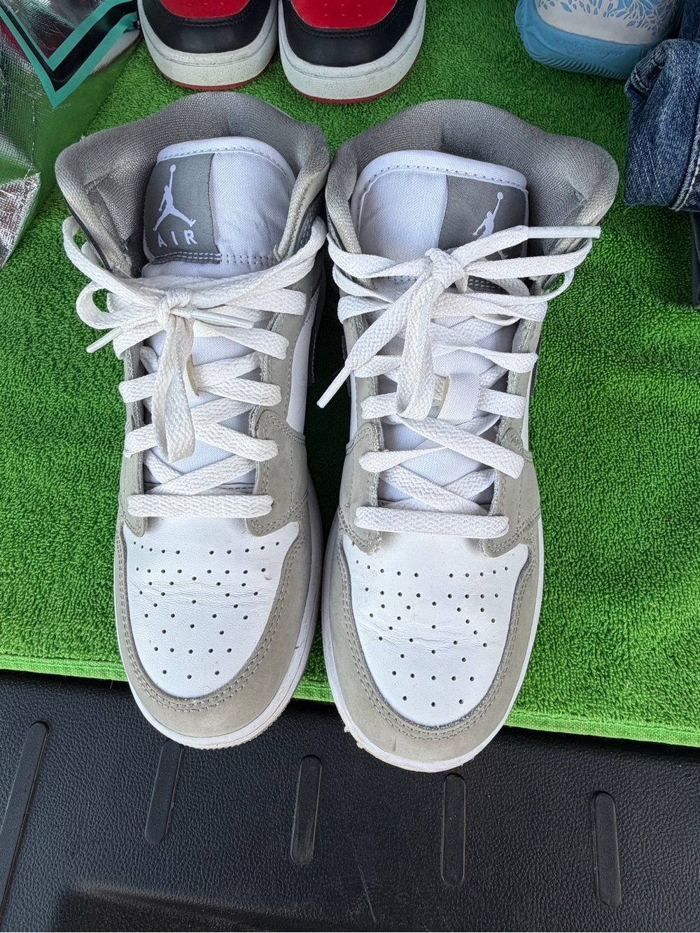 Jordan Kids White and Light Gray High-Top Sneakers
